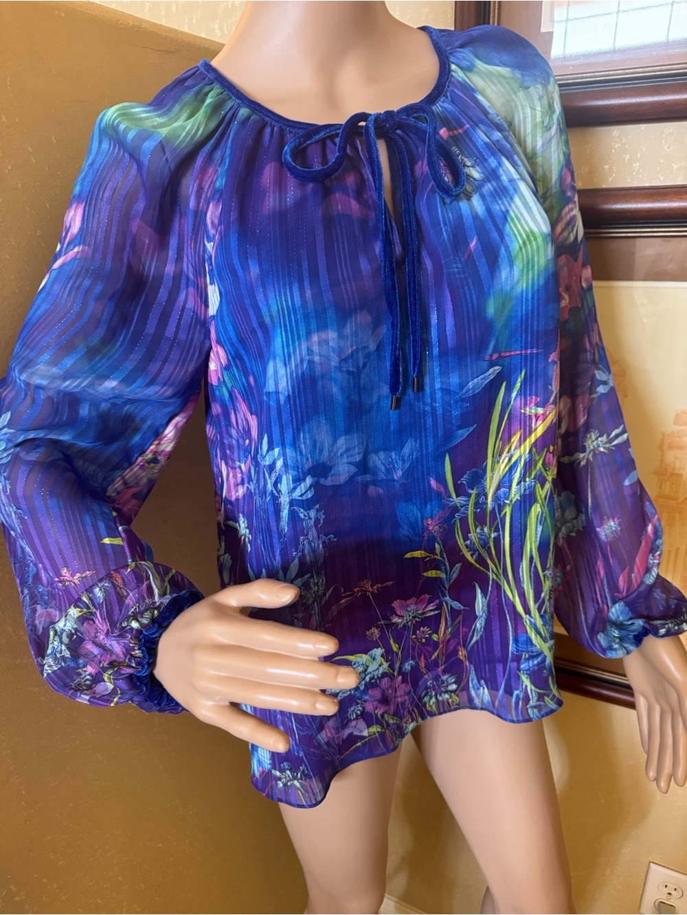 T TAHARI Womens Cobalt Blue Summer Top sz S